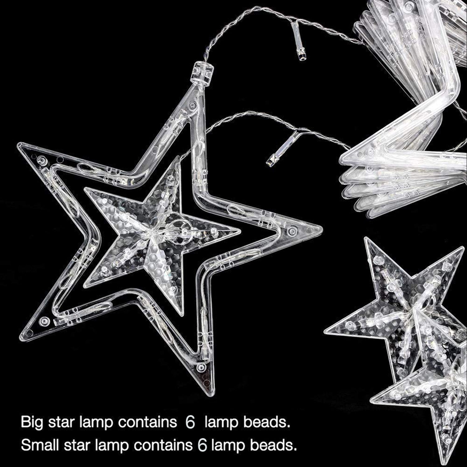 1253 12 Stars Curtain String Lights, Window Curtain Lights with 8 Flashing Modes Decoration for Festivals DeoDap 1253 12 Stars Curtain String Lights, Window Curtain Lights with 8 Flashing Modes Decoration for Festivals DeoDap